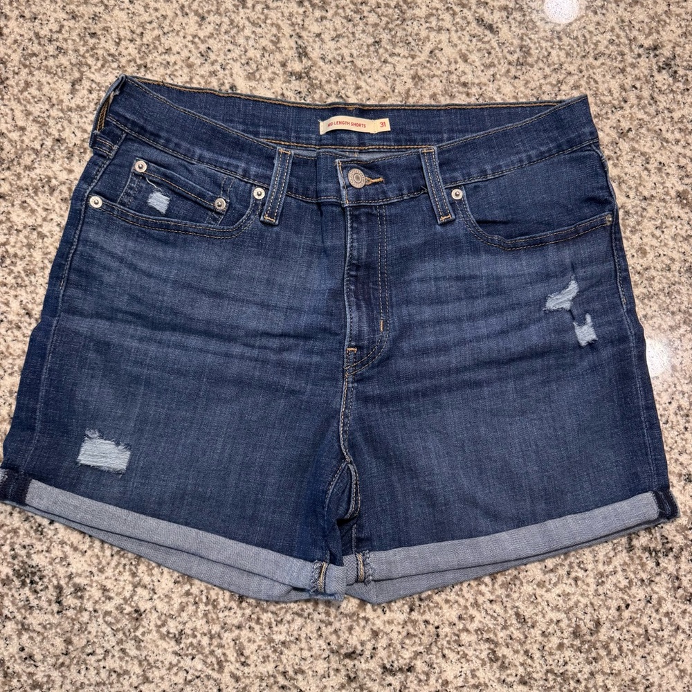 Levi’s Womens Denim Distressed Folded Shorts Size 31